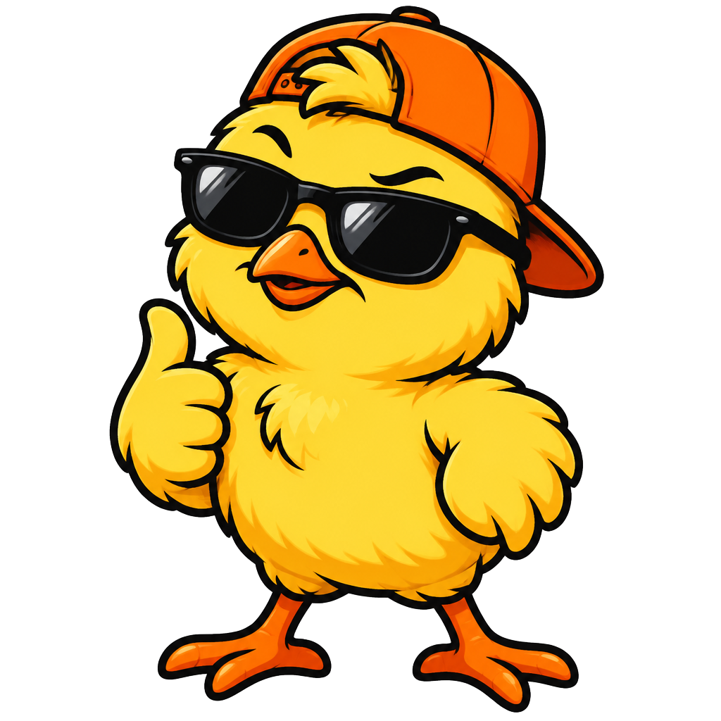 Rick the Chick in sunglasses giving a thumbs up